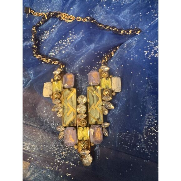 Signed Nocturne Studio JUMI Multicolor Statement Necklace With Leather Backing - Picture 5 of 12